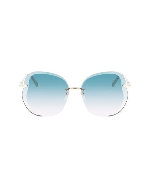 Longchamp Roseau 65mm Oversize Butterfly Sunglasses in Gold/Gradient Petrol at
