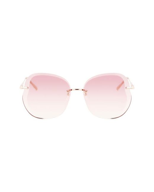 Longchamp Roseau 65mm Oversize Butterfly Sunglasses in Rose Gold/Gradient Burgundy at