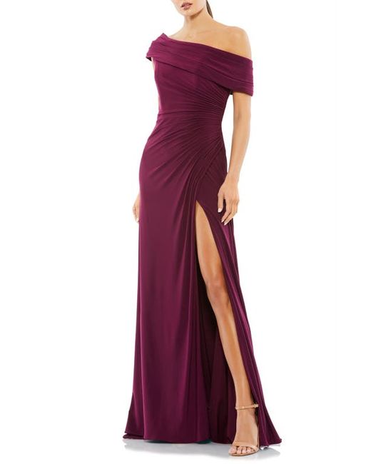 Ieena for Mac Duggal Ruched One-Shoulder Trumpet Gown in at