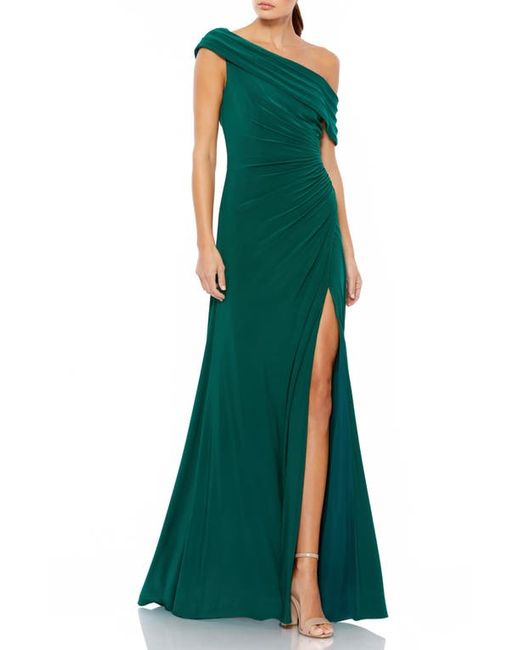 Ieena for Mac Duggal Ruched One-Shoulder Trumpet Gown in at