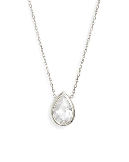Shymi Pear Cubic Zirconia Bezel Pendant Necklace in White at