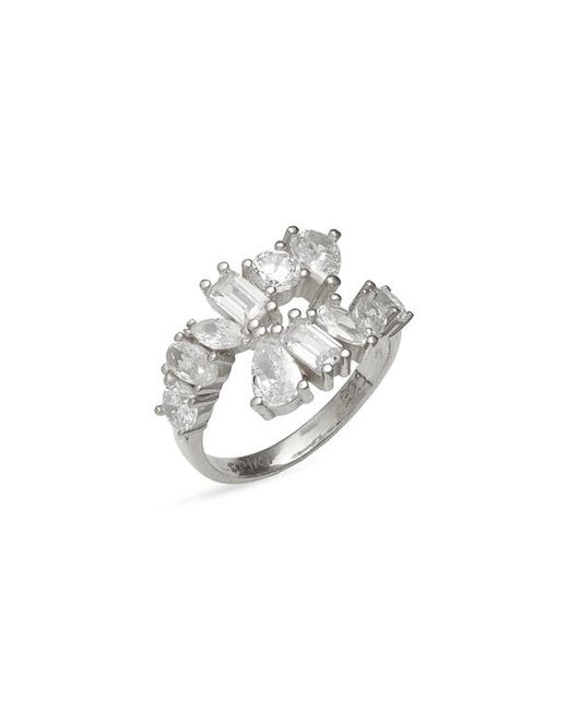 Shymi Multicut Cubic Zirconia Bypass Ring in White at