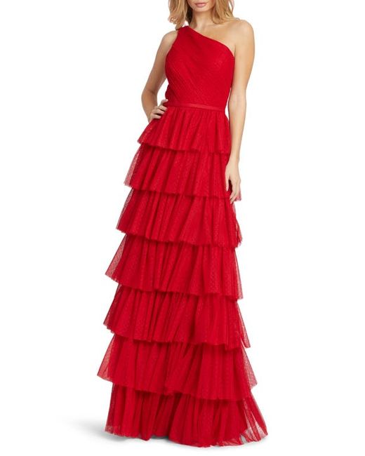 Ieena for Mac Duggal Ruffled One-Shoulder A-Line Gown in at