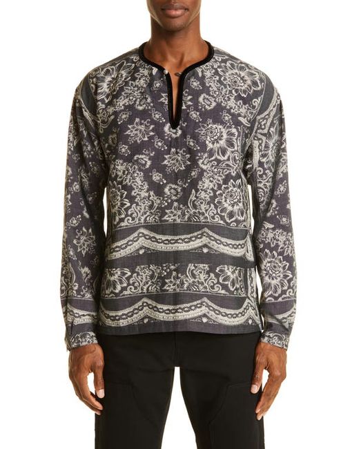 Visvim Floral Wool Linen Pullover Tunic in at