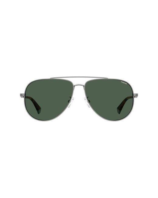 Polaroid 62mm Polarized Oversize Aviator Sunglasses in Ruthenium at