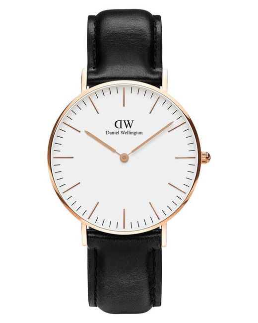 Daniel Wellington Classic Sheffield Leather Strap Watch 36mm in Rose Gold/Eggshell at