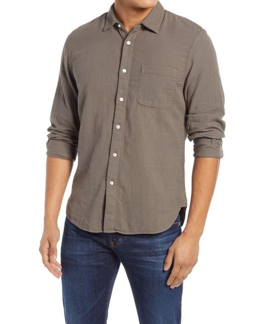 Kato Slim Fit Double Gauze Organic Cotton Button-Up Shirt in at