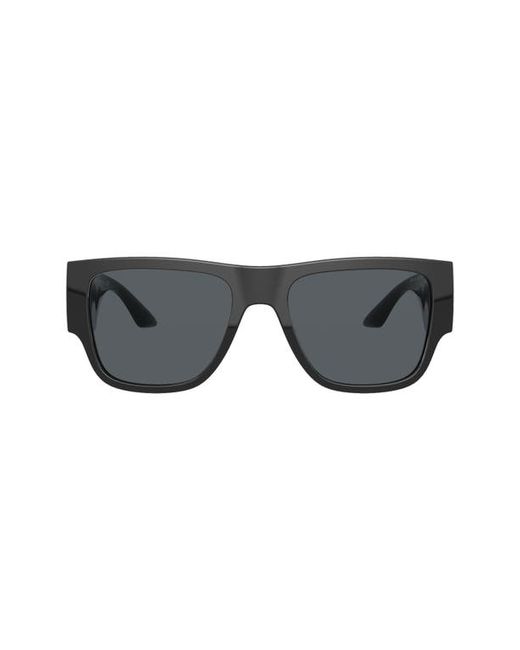 Versace 57mm Rectangular Sunglasses in Black/Dark Grey at