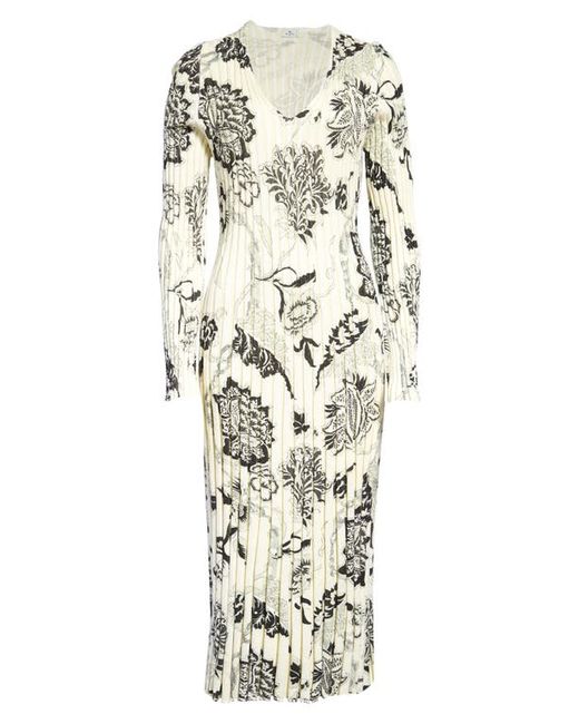 Etro Lucky Floral Long Sleeve Rib Sweater Dress in at