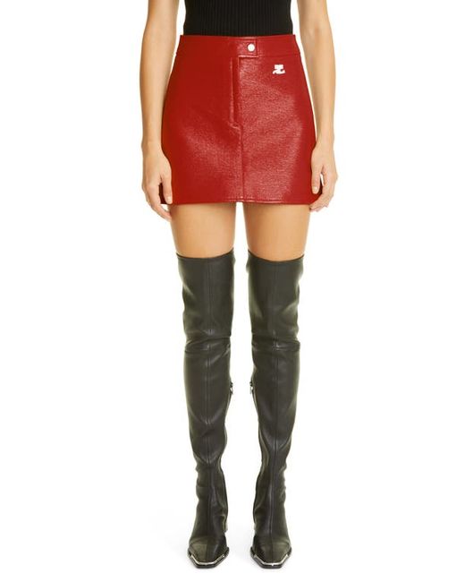 Courrèges Coated Stretch Cotton Miniskirt in at