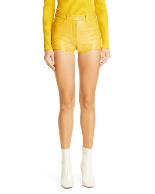 Courrèges Coated Stretch Cotton Mini Shorts in at