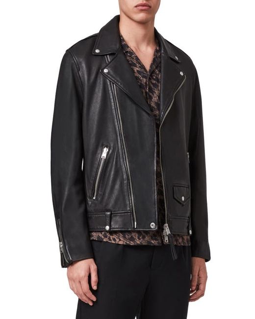 AllSaints Milo Leather Biker Jacket in at