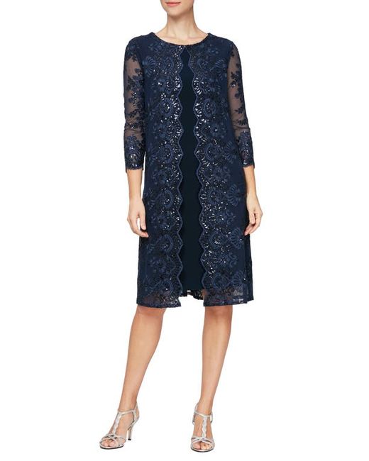 Alex Evenings Embroidered Mock Jacket Cocktail Dress in at