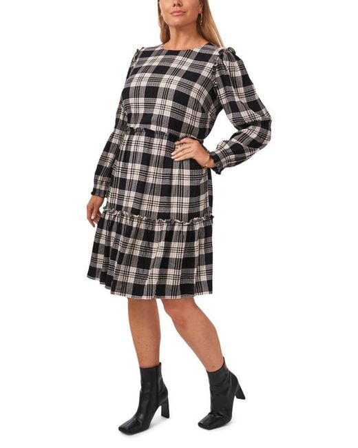 1.State Smock Detail Plaid Long Sleeve Minidress in at