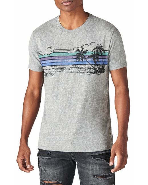 Lucky Brand Tropical Stripe Burnout Graphic Tee in at