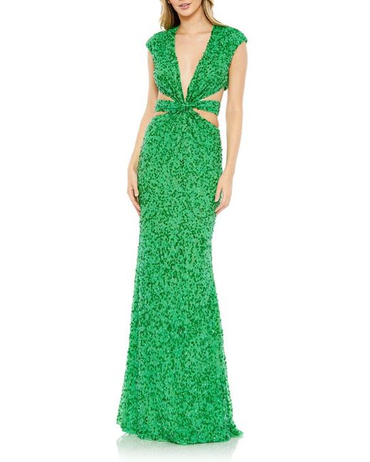 Mac Duggal Sequin Cutout Trumpet Gown in at
