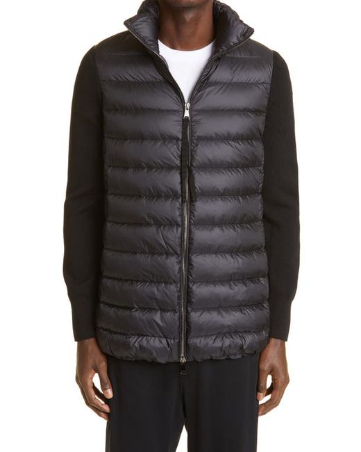 Moncler Quilted Down Wool Long Cardigan in at