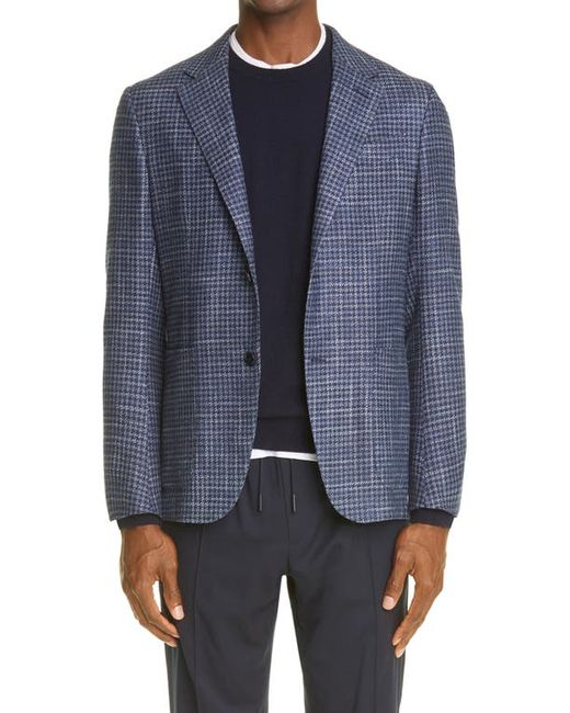 Z Zegna Crossover Micro Check Wool Silk Cashmere Sport Coat in at