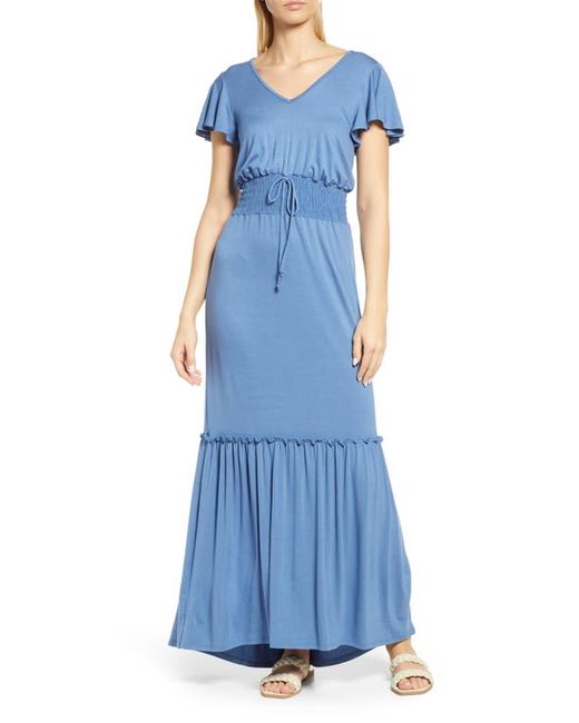 Loveappella Smock Waist Knit Maxi Dress in at