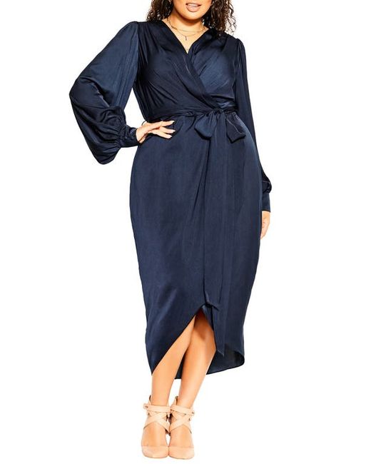 City Chic Opulent Long Sleeve Midi Dress in at