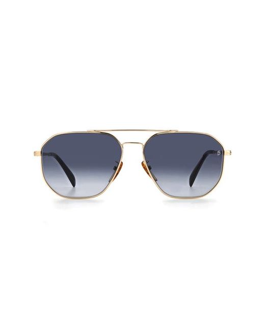 David Beckham Eyewear David Beckham 60mm Aviator Sunglasses in Gold Black/Grey Shaded at