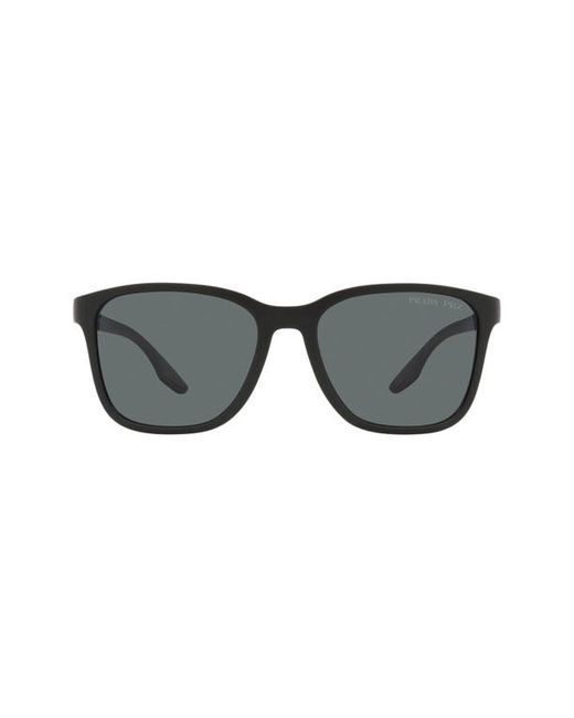 Prada Sport 57mm Polarized Rectangular Sunglasses in at