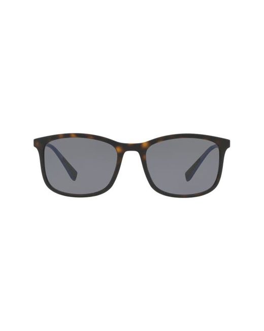 Prada Linea Rossa 56mm Polarized Rectangle Sunglasses in Havana Rubber/Grey at