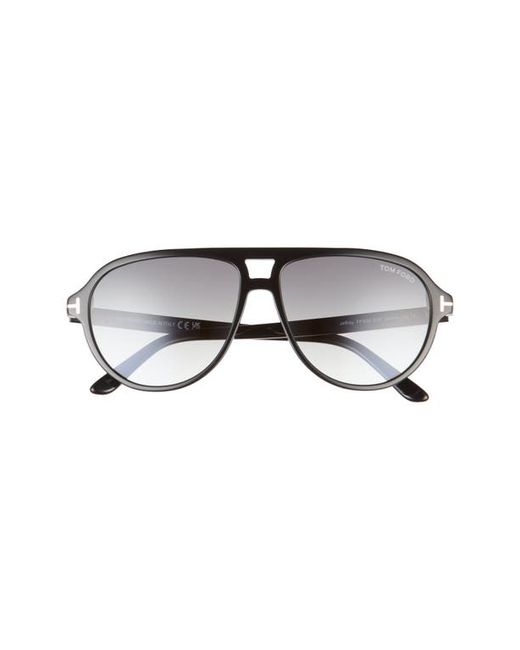 Tom Ford Jeffrey 59mm Gradient Pilot Sunglasses in Shiny Smoke at