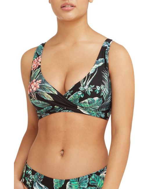 Sea Level Cross Front Stretch Recycled Nylon Bikini Top in at