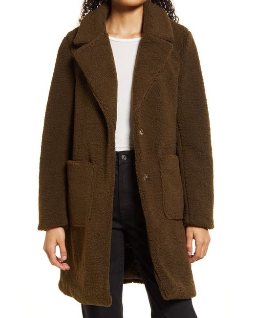 French Connection Notch Collar Faux Fur Teddy Coat in at