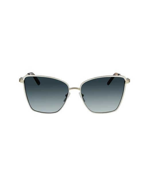 Salvatore Ferragamo Vara 59mm Rectangular Sunglasses in Gold/Ivory at