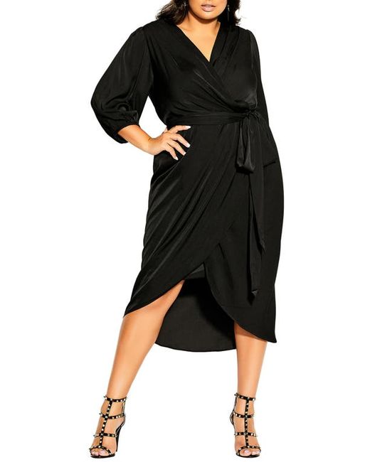 City Chic Opulent Faux Wrap Dress in at
