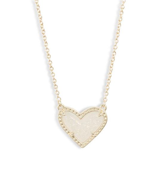 Kendra Scott Ari Heart Pendant Necklace in Gold/Iridescent Drusy at