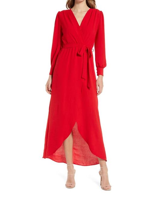Fraiche by J Wrap Front Long Sleeve Dress in at