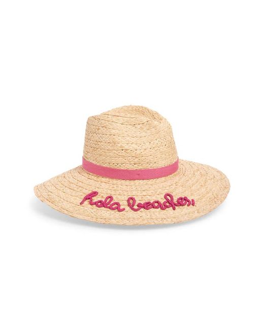 btb Los Angeles Hola Beaches Straw Hat in Nat/Fuschia at