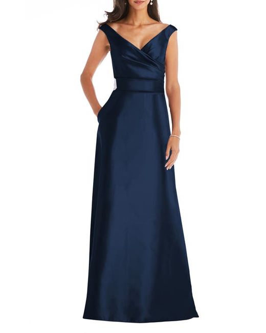 Alfred Sung Off the Shoulder Satin Gown in at