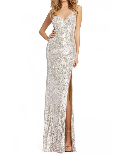 Mac Duggal Sequin Side Slit Column Gown in at