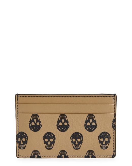 Alexander McQueen Skull Print Leather Card Case in Black at