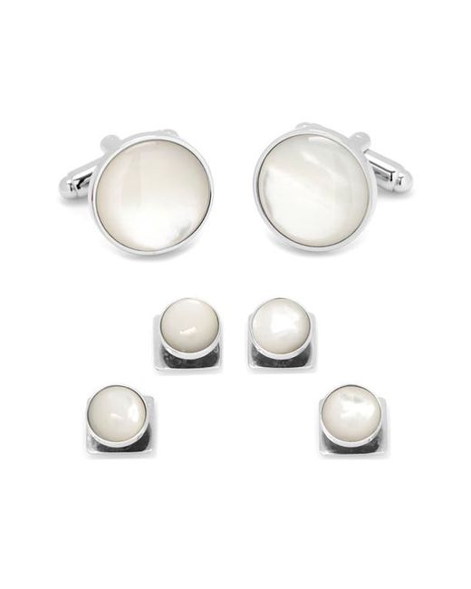 Cufflinks, Inc. Inc. Mother-of-Pearl Cuff Link Stud Set in White at