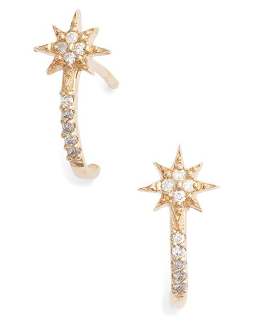 Anzie Diamond Star Half Hoop Huggie Earrings in at