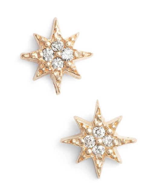 Anzie Mini Starburst Diamond Earrings in at