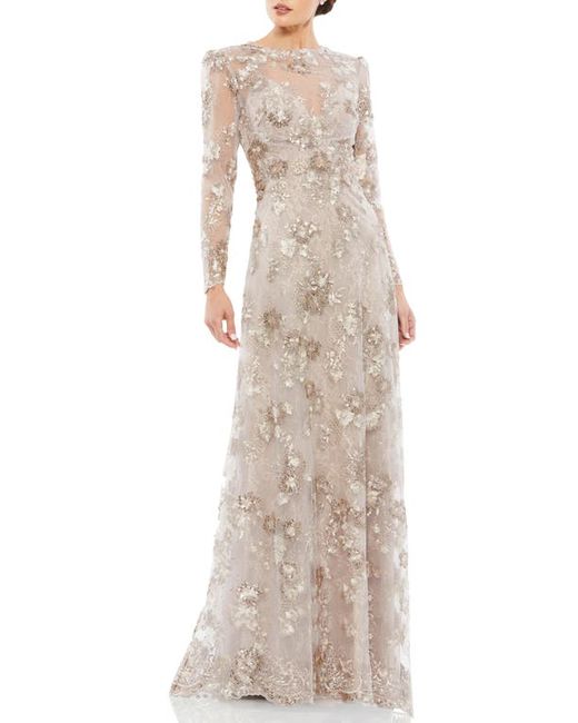Mac Duggal Embroidered Lace Long Sleeve A-Line Gown in at