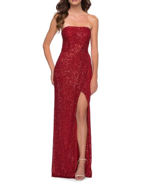 La Femme Strapless Sequin Gown in at