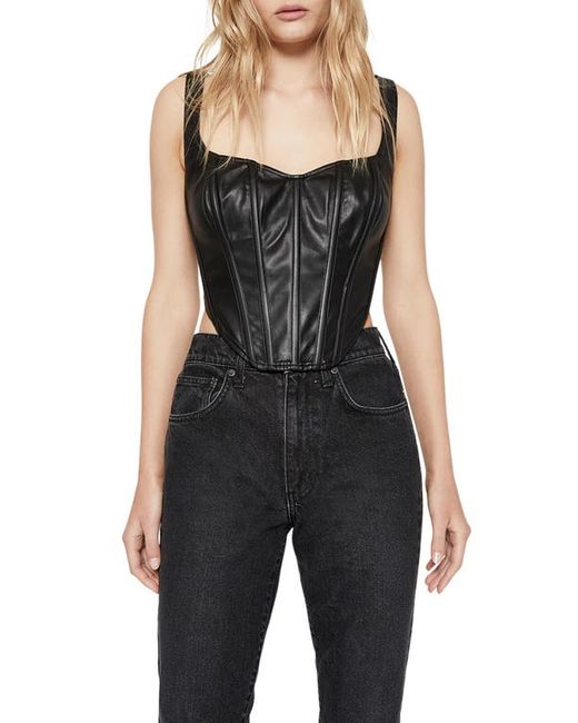 Bardot Faux Leather Corset Bustier Top in at