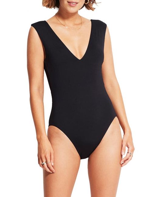 Seafolly Cutout Recycled Polyester One-Piece Swimsuit in at