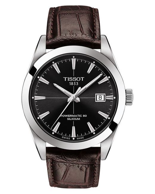 Tissot Gentleman Powermatic Leather Strap Watch 40mm in Brown/Black at