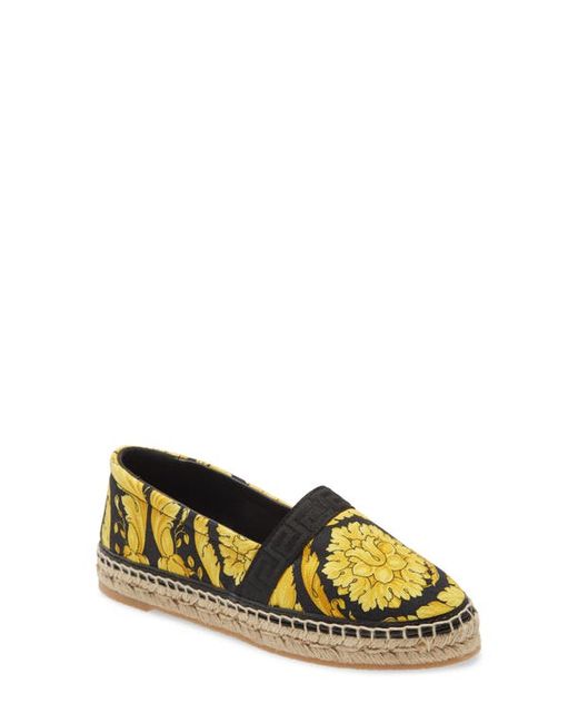 Versace Barocco Print Espadrille in Gold at