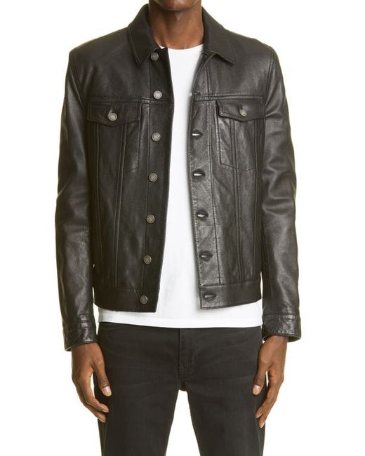 Saint Laurent Leather Trucker Jacket in at