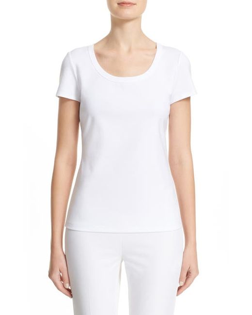 Lafayette 148 New York Scoop Neck Cotton Tee in at
