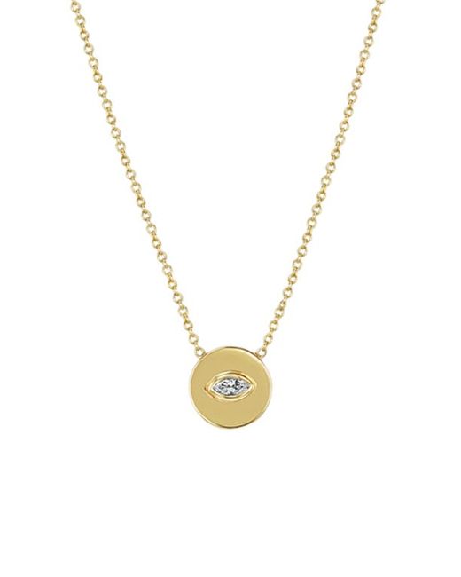 Zoe Chicco Marquise Diamond Coin Pendant Necklace in at